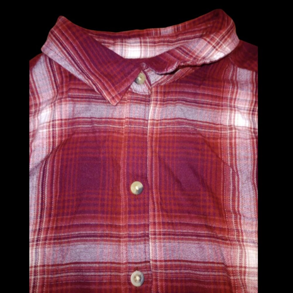 NWOT Jachs Girlfriend Red Plaid Flannel Button‑Up Shirt Womens Large Long Sleeve - Picture 6 of 10
